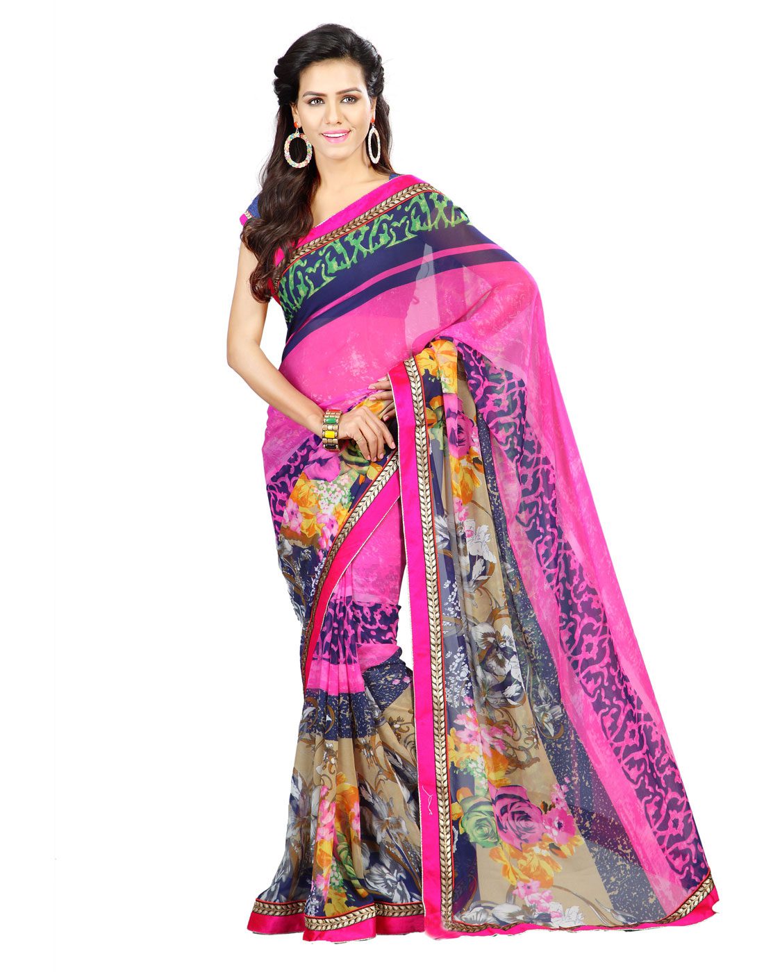 Seasons Printed Pink Faux Georgette saree - Fashion Greet Seasons Printed Pink Faux Georgette saree - Fashion Greet