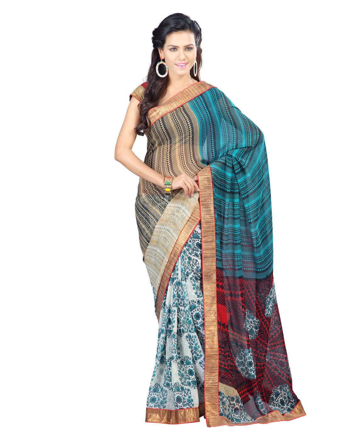 Seasons Printed Beige Faux Georgette saree - Fashion Greet Seasons Printed Beige Faux Georgette saree - Fashion Greet