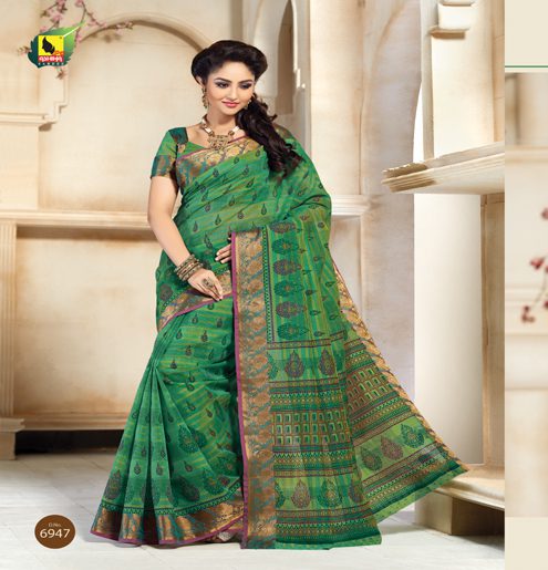 Kajri Greeen Printed Cotton Saree - Fashion Greet Kajri Greeen Printed Cotton Saree - Fashion Greet