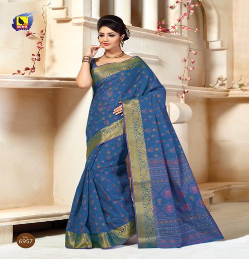 Kajri Navy Blue Printed Cotton Saree - Fashion Greet Kajri Navy Blue Printed Cotton Saree - Fashion Greet