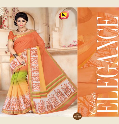 Kajri Coral Printed Cotton Saree - Fashion Greet Kajri Coral Printed Cotton Saree - Fashion Greet