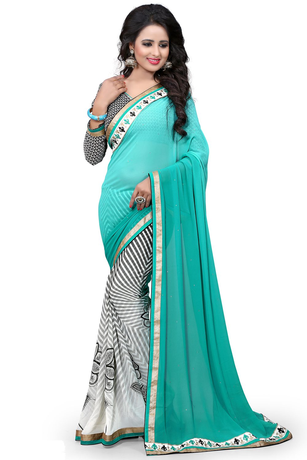 Multi Colour Georgette Printed Occation Wear Saree With Matching Blouse Piece - Fashion Greet Multi Colour Georgette Printed Occation Wear Saree With Matching Blouse Piece - Fashion Greet