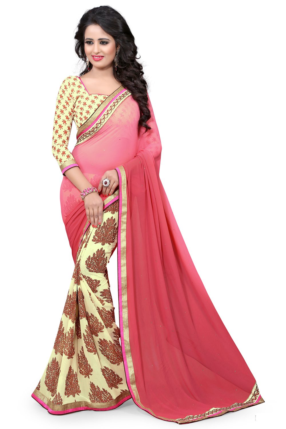 Multicolour Printed Occation Wear Saree With Matching Blouse Piecee - Fashion Greet Multicolour Printed Occation Wear Saree With Matching Blouse Piecee - Fashion Greet