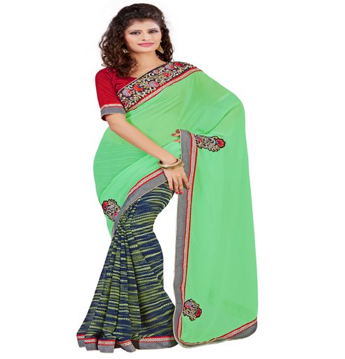 Multi Colour Georgette Occation Wear Traditional Saree With Matching Blouse Piece - Fashion Greet Multi Colour Georgette Occation Wear Traditional Saree With Matching Blouse Piece - Fashion Greet
