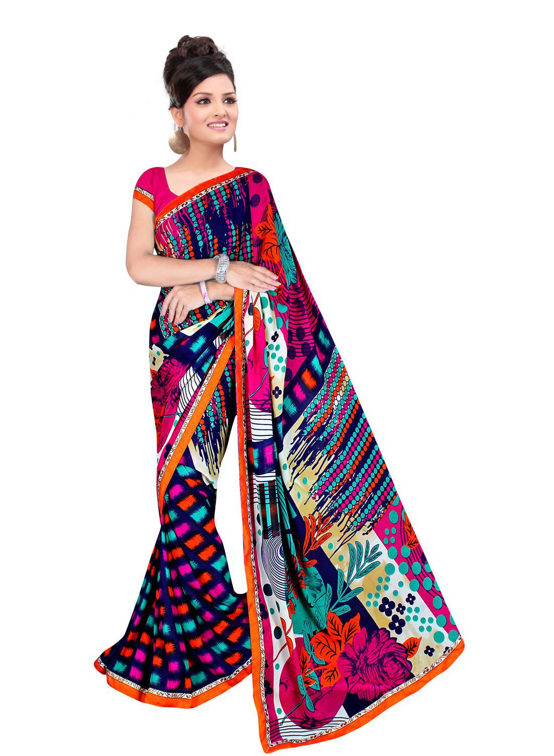 Akruti Multi Printed Traditional Designer Saree With Matching Blouse Piece - Fashion Greet Akruti Multi Printed Traditional Designer Saree With Matching Blouse Piece - Fashion Greet
