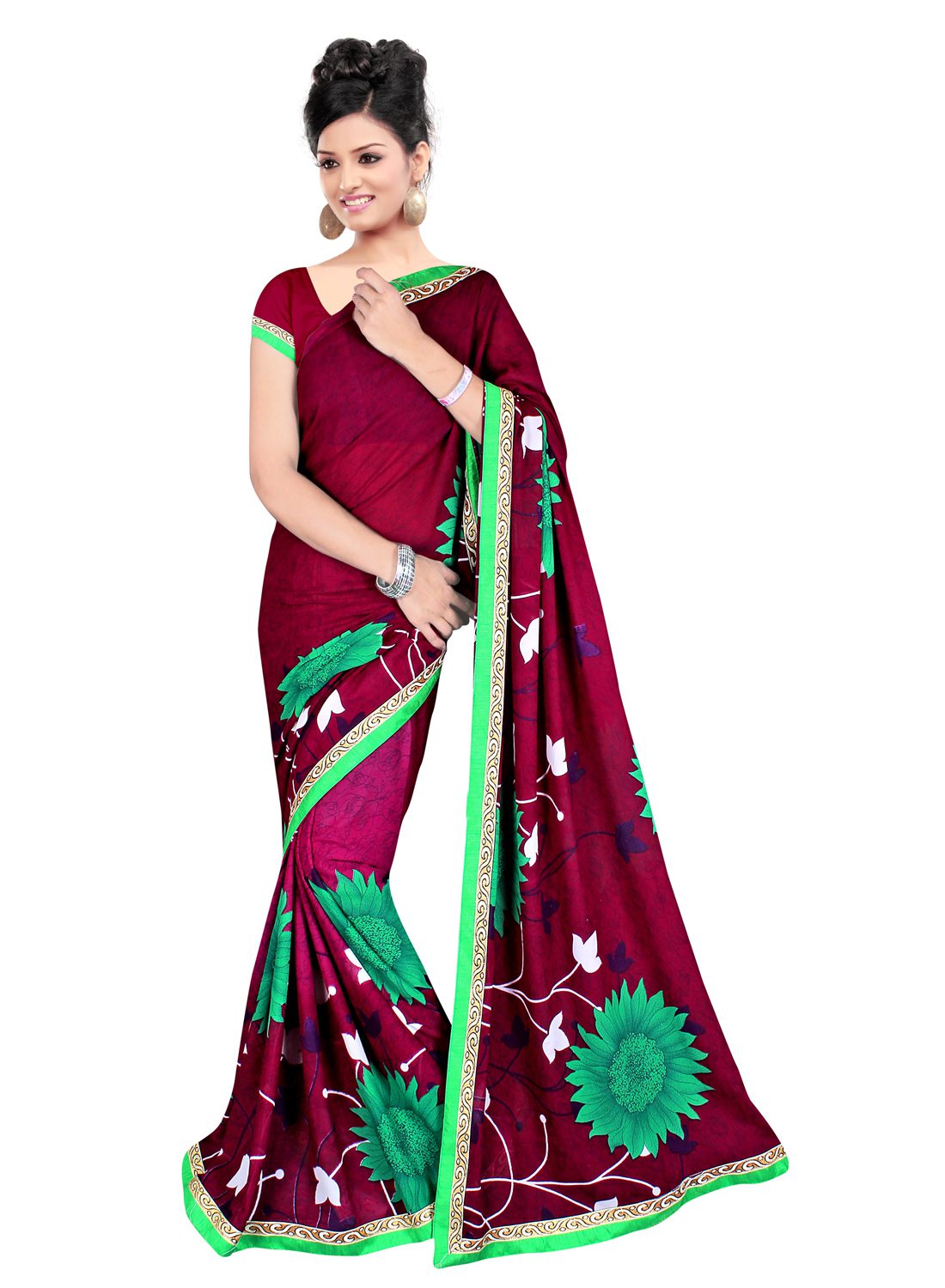 Akruti Maroon Printed Traditional Designer Saree With Matching Blouse Piece - Fashion Greet Akruti Maroon Printed Traditional Designer Saree With Matching Blouse Piece - Fashion Greet