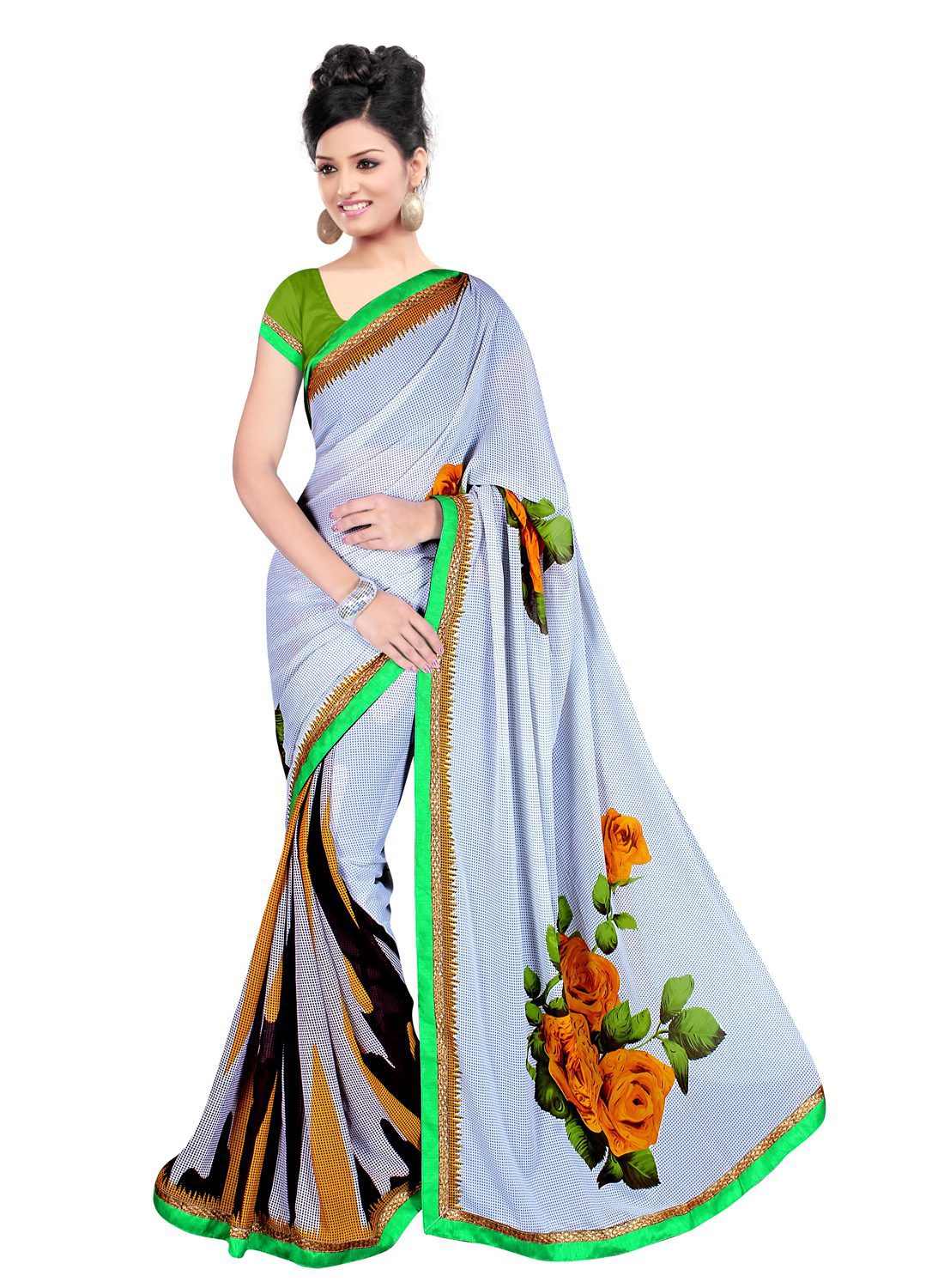 Akruti White Printed Traditional Designer Saree With Matching Blouse Piece - Fashion Greet Akruti White Printed Traditional Designer Saree With Matching Blouse Piece - Fashion Greet