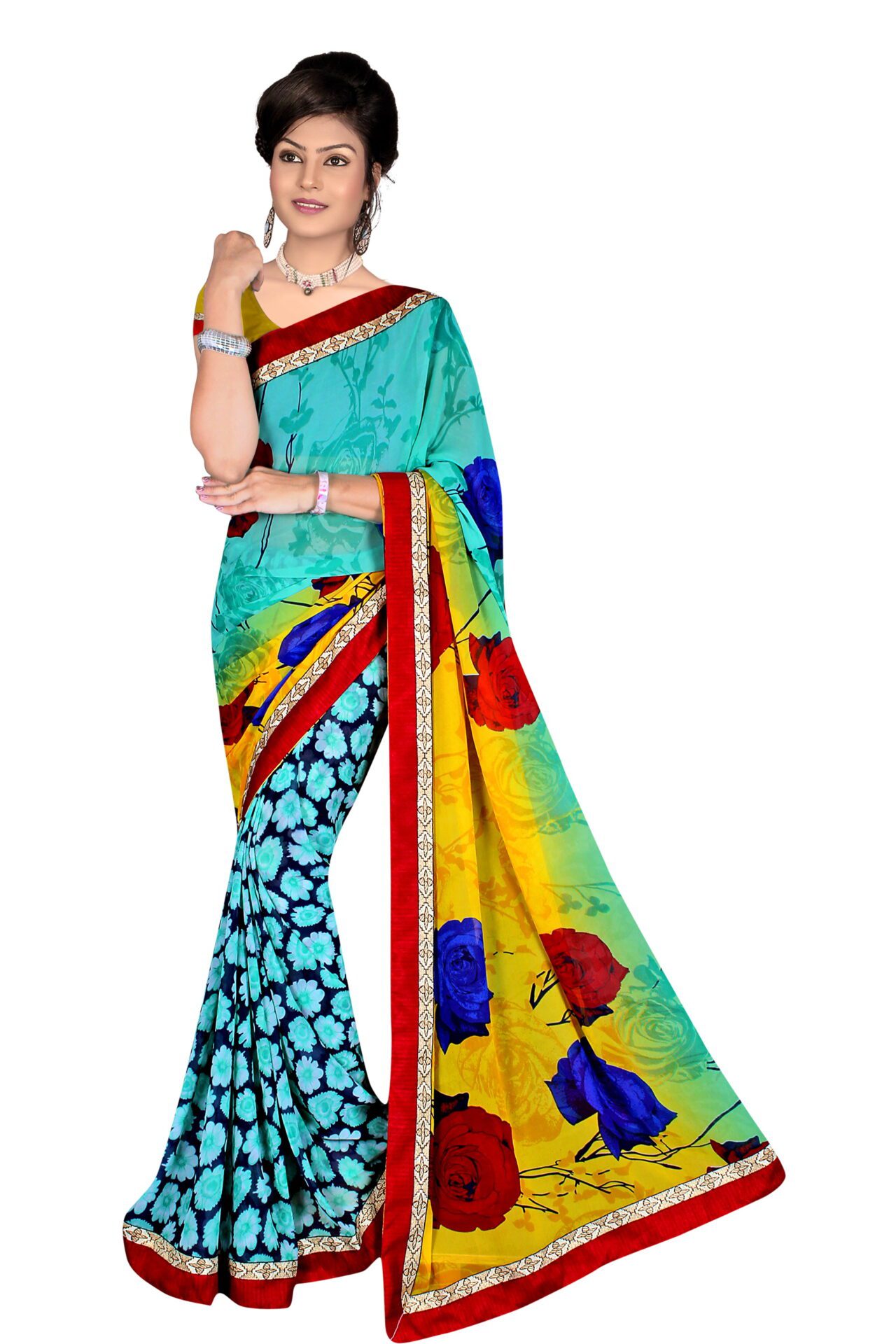 Alka Multicolour Floral Printed Traditional Saree With Matching Blouse Piece - Fashion Greet Alka Multicolour Floral Printed Traditional Saree With Matching Blouse Piece - Fashion Greet