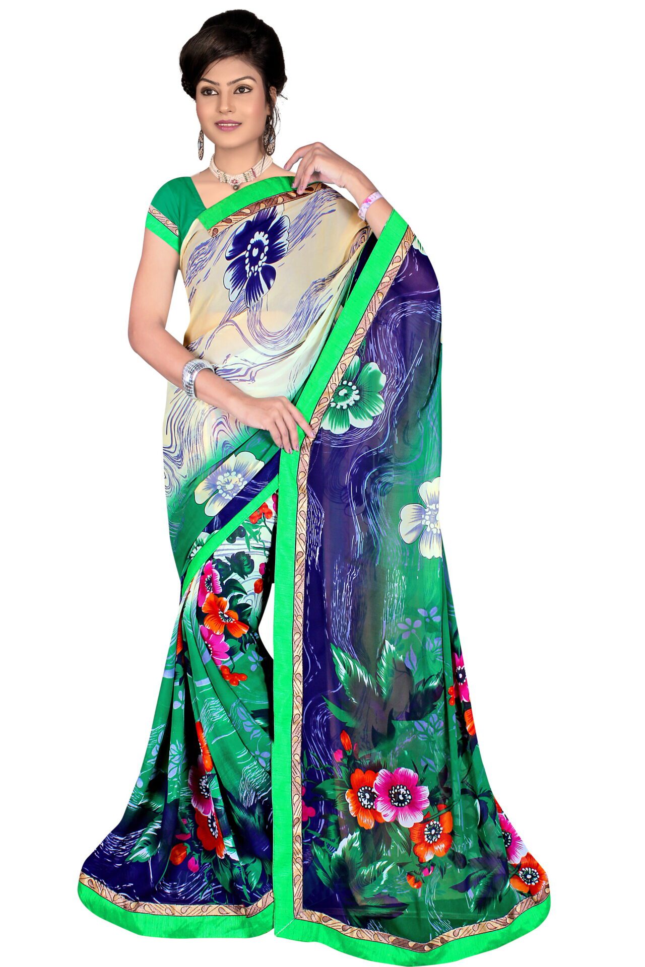 Alka Multicolour Floral Printed Traditional Saree With Matching Blouse Piece - Fashion Greet Alka Multicolour Floral Printed Traditional Saree With Matching Blouse Piece - Fashion Greet