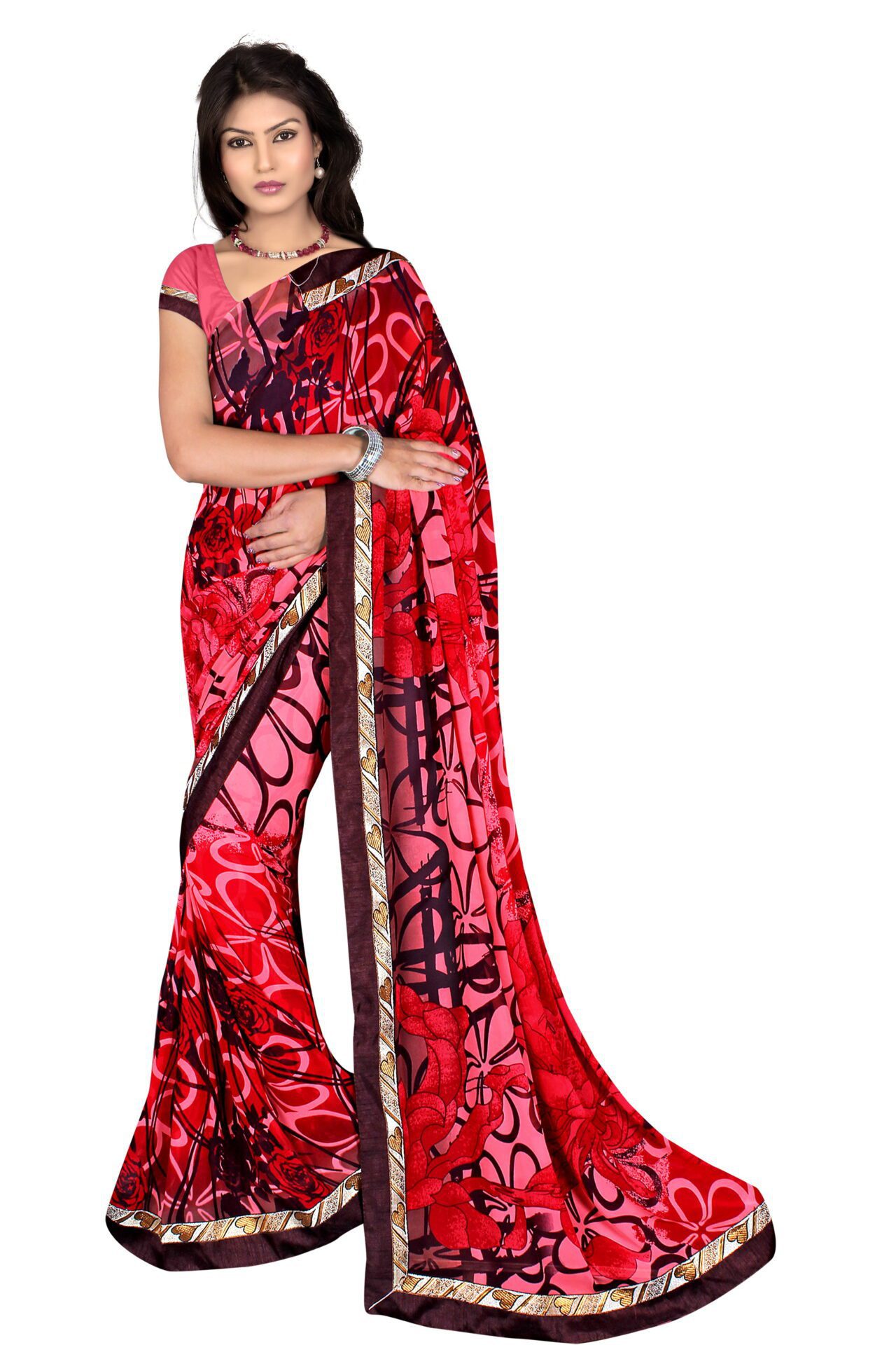 Alka Red Floral Printed Traditional Saree With Matching Blouse Piece - Fashion Greet Alka Red Floral Printed Traditional Saree With Matching Blouse Piece - Fashion Greet
