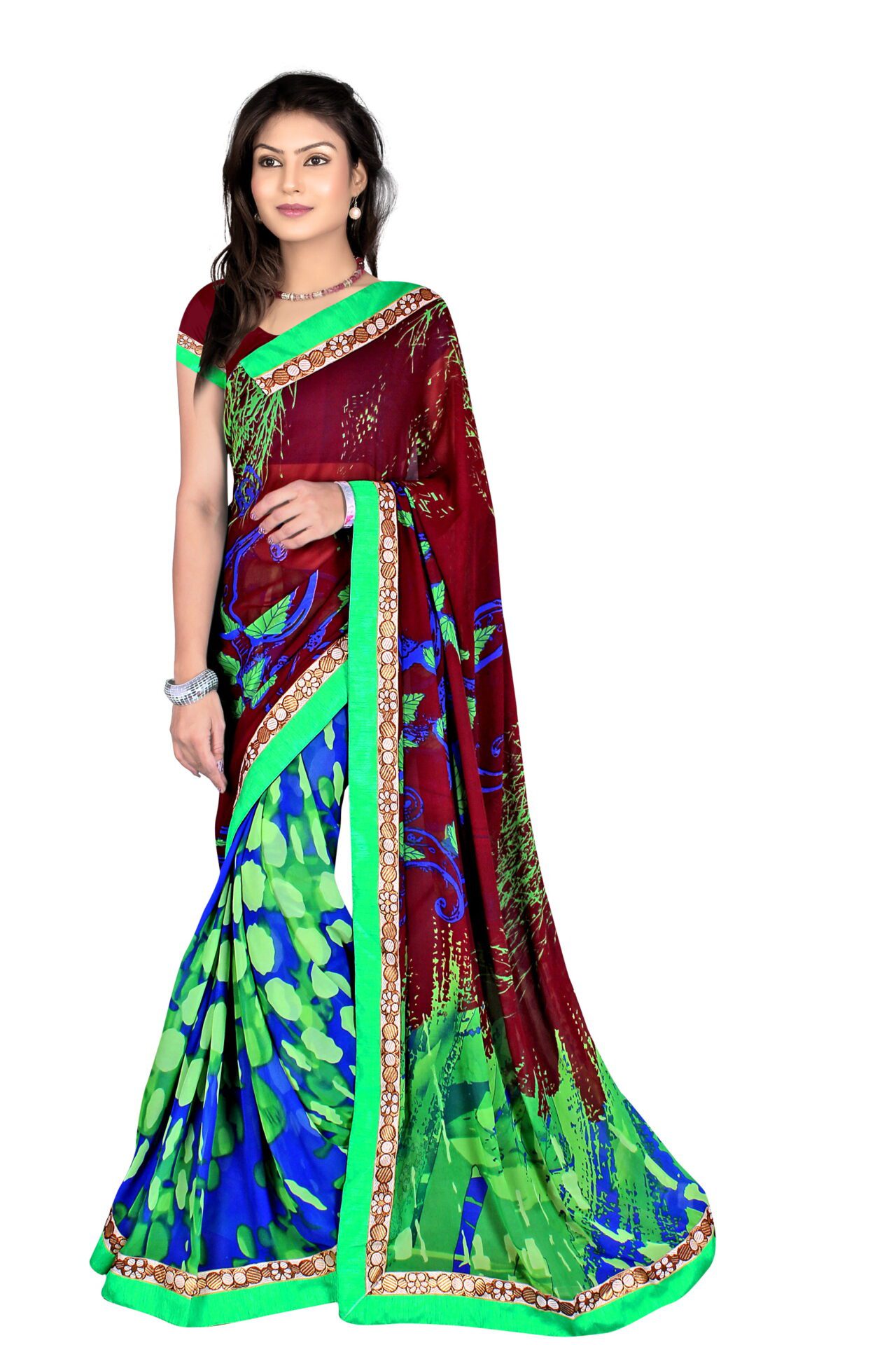 Alka Multi Floral Printed Traditional Saree With Matching Blouse Piece - Fashion Greet Alka Multi Floral Printed Traditional Saree With Matching Blouse Piece - Fashion Greet