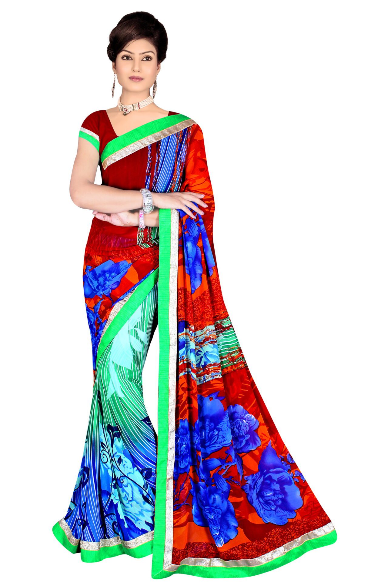 Alka Multi Floral Printed Traditional Saree With Matching Blouse Piece - Fashion Greet Alka Multi Floral Printed Traditional Saree With Matching Blouse Piece - Fashion Greet