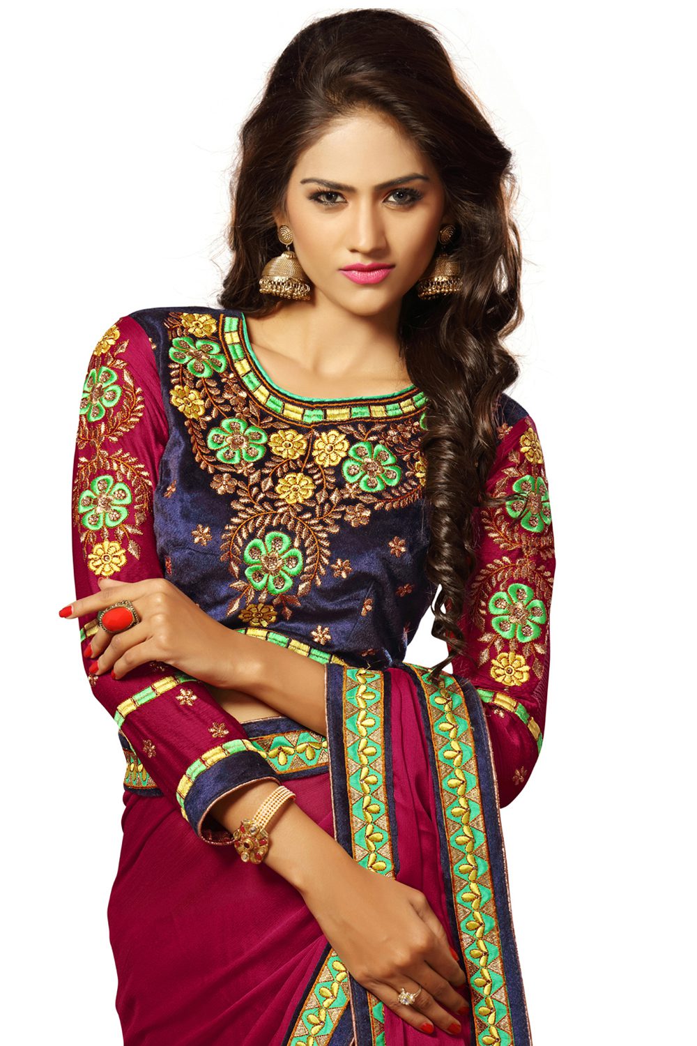 Alisha Maroon Embroidered Traditional Designer Party Wear Saree With Matching Blouse Piece - Fashion Greet Alisha Maroon Embroidered Traditional Designer Party Wear Saree With Matching Blouse Piece - Fashion Greet