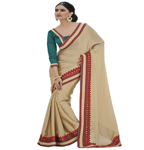 Cream Colour Satin Chiffon Traditional Designer Occation Wear Saree With Matching Blouse Piece - Fashion Greet Cream Colour Satin Chiffon Traditional Designer Occation Wear Saree With Matching Blouse Piece - Fashion Greet