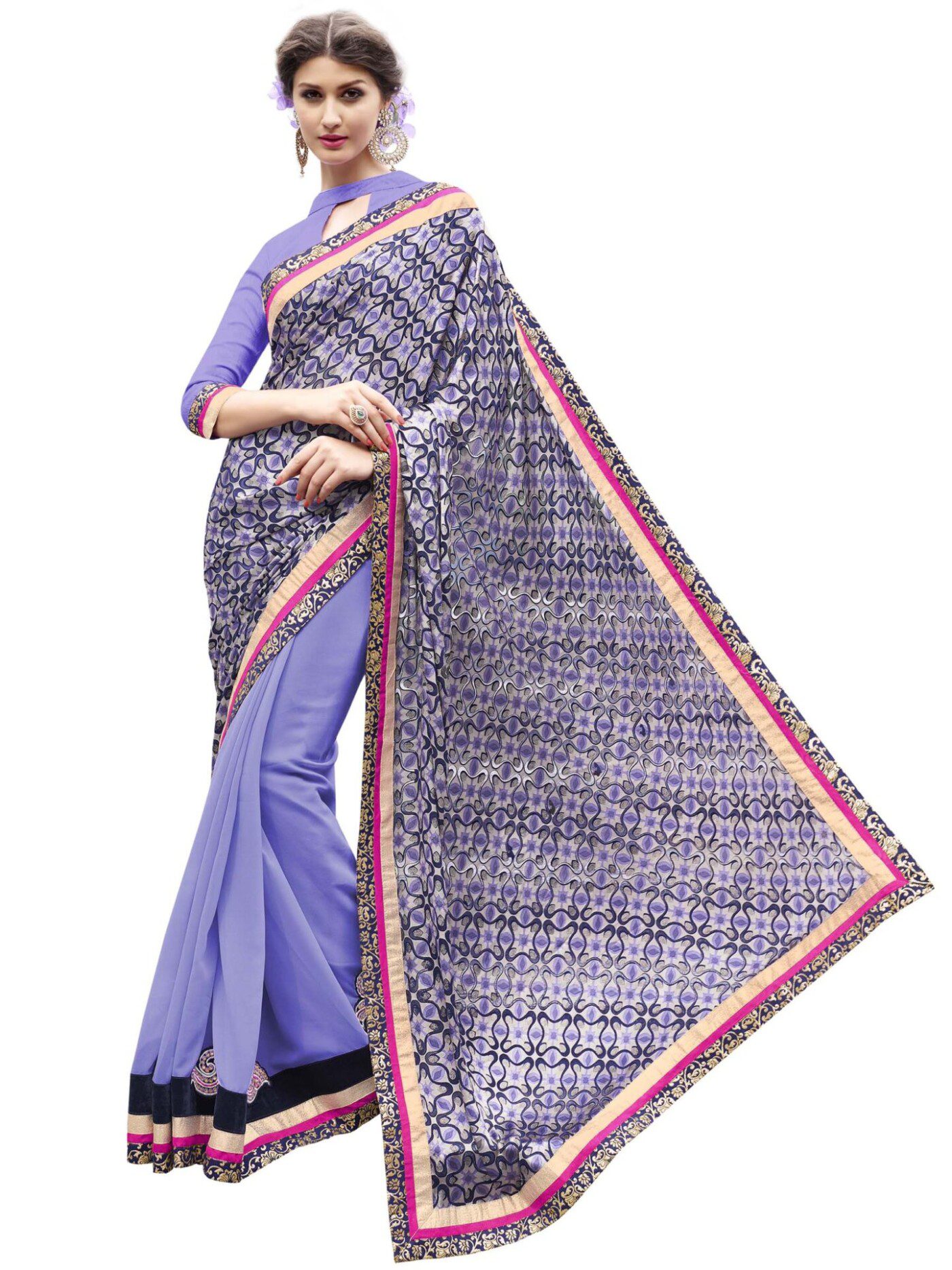 Purple Traditional Designer Saree With Matching Blouse Piece - Fashion Greet Purple Traditional Designer Saree With Matching Blouse Piece - Fashion Greet