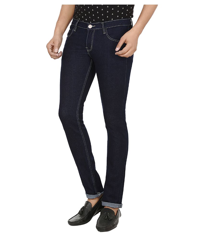 Seasons Navy Slim Fit Solid Jeans - Fashion Greet Seasons Navy Slim Fit Solid Jeans - Fashion Greet