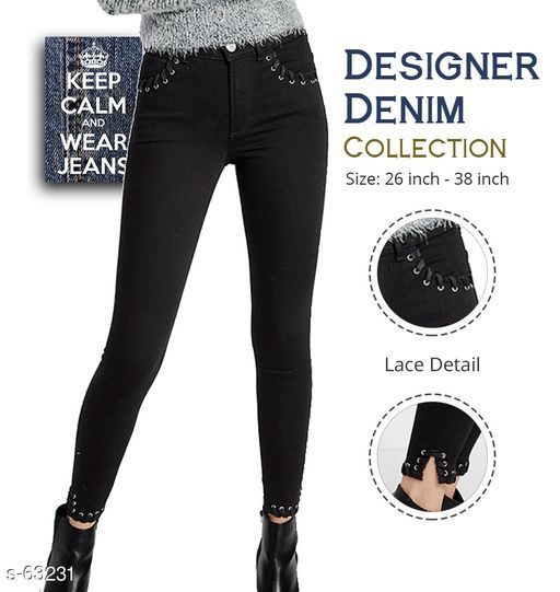 Seasons Designer Denim Lace Detail Jeans - Fashion Greet Seasons Designer Denim Lace Detail Jeans - Fashion Greet
