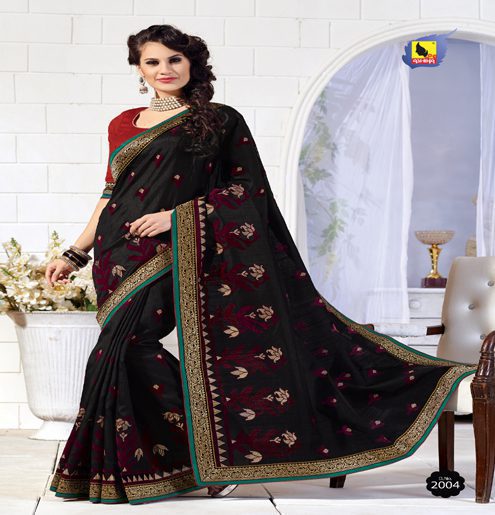 Kangana Black Dupion Silk Saree - Fashion Greet Kangana Black Dupion Silk Saree - Fashion Greet