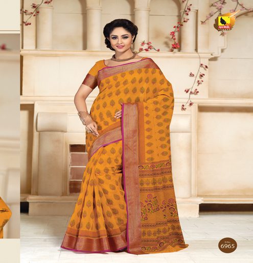 Kajri Orange Printed Cotton Saree - Fashion Greet Kajri Orange Printed Cotton Saree - Fashion Greet