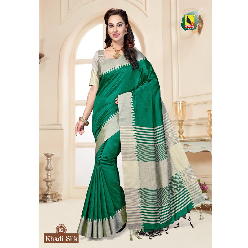 Khadi Chanderi Silk Saree With Blouse Piece - Fashion Greet Khadi Chanderi Silk Saree With Blouse Piece - Fashion Greet