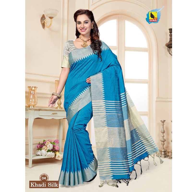 Khadi Chanderi Silk Saree With Blouse Piece - Fashion Greet Khadi Chanderi Silk Saree With Blouse Piece - Fashion Greet