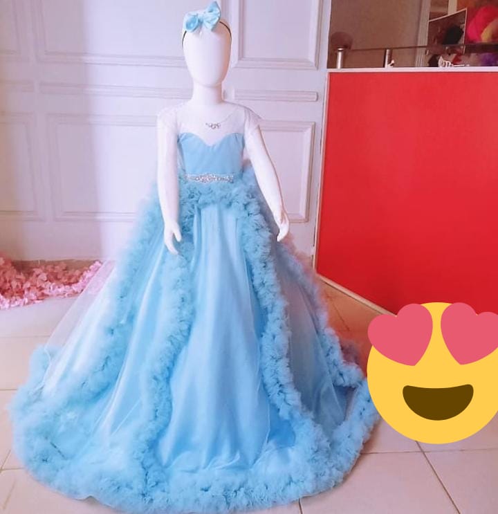 Blue Net Satin & Cotton lining Raffle Gowns - Fashion Greet Blue Net Satin & Cotton lining Raffle Gowns - Fashion Greet