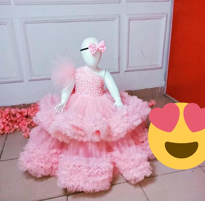 Baby Pink Net Satin & Cotton lining Raffle Gowns - Fashion Greet Baby Pink Net Satin & Cotton lining Raffle Gowns - Fashion Greet