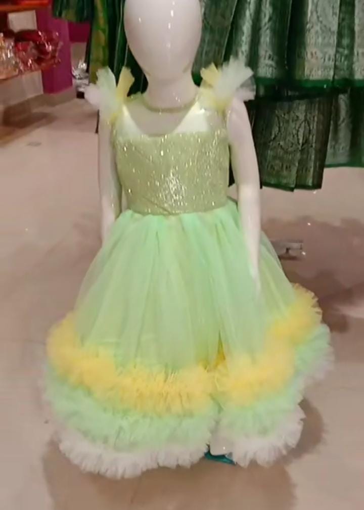 Green Net Satin & Cotton lining Raffle Gowns - Fashion Greet Green Net Satin & Cotton lining Raffle Gowns - Fashion Greet