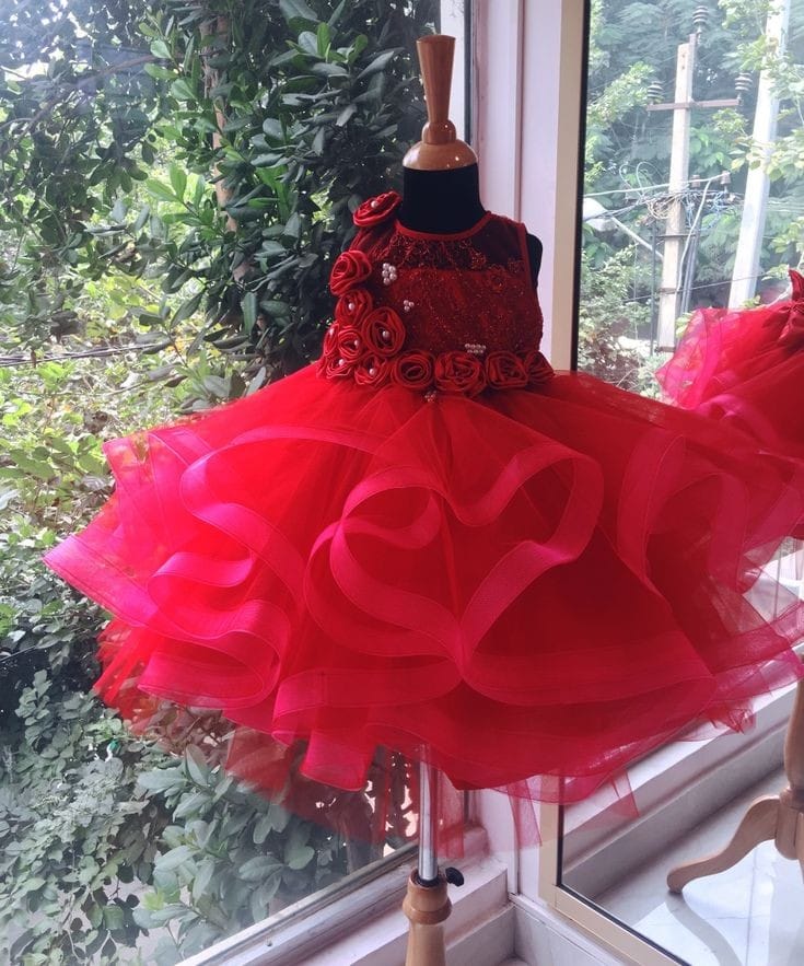 Red Net Satin & Cotton Full flair Gowns - Fashion Greet Red Net Satin & Cotton Full flair Gowns - Fashion Greet