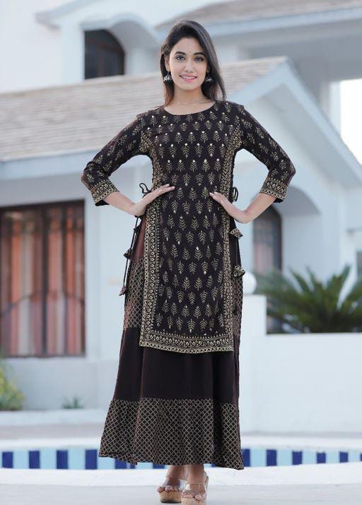 Alisha Petite Brown Printed Kurtis - Fashion Greet Alisha Petite Brown Printed Kurtis - Fashion Greet