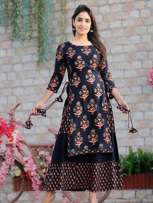 Alisha Petite Navy Printed Kurtis - Fashion Greet Alisha Petite Navy Printed Kurtis - Fashion Greet
