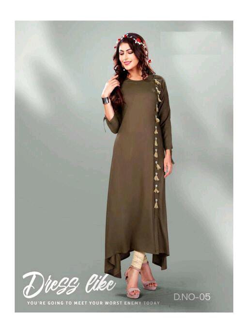 Alisha Classy Brown Heavy Rayon Kurtis - Fashion Greet Alisha Classy Brown Heavy Rayon Kurtis - Fashion Greet