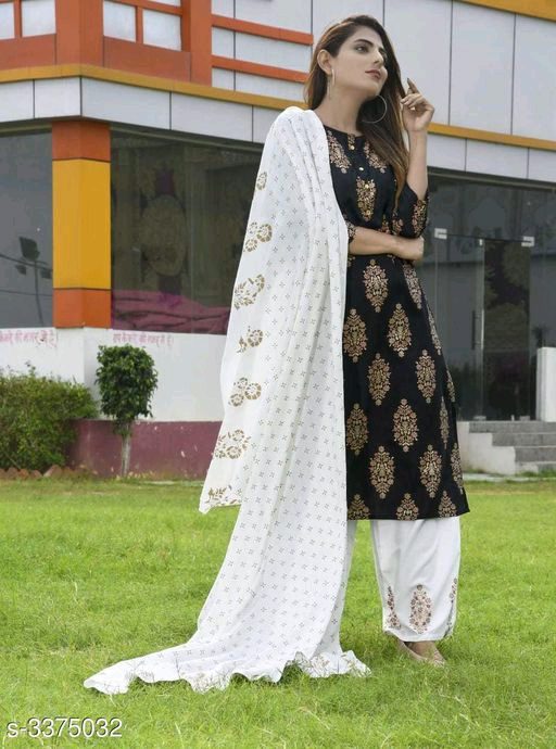 Designer Black Women’s Rayon Kurta Sets - Fashion Greet Designer Black Women’s Rayon Kurta Sets - Fashion Greet
