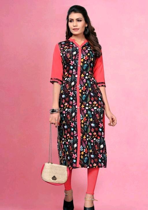 Stylish Black Floral Heavy American Crepe Kurtis - Fashion Greet Stylish Black Floral Heavy American Crepe Kurtis - Fashion Greet