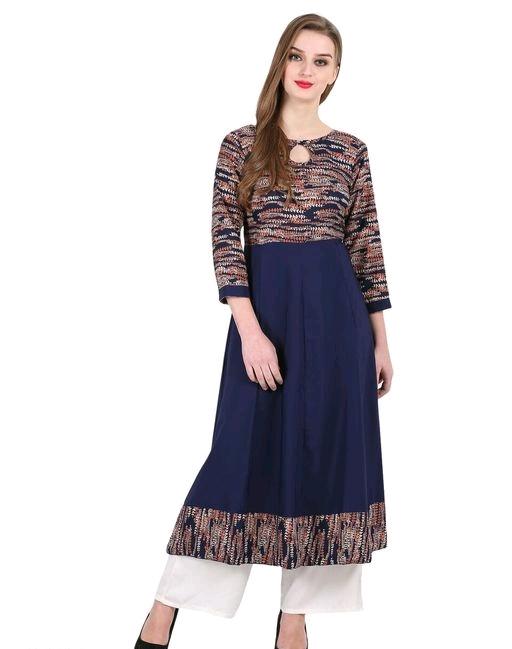 Designer Navy Kurti For Her - Fashion Greet Designer Navy Kurti For Her - Fashion Greet