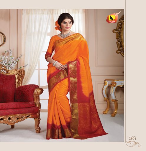 Meera Orange Printed Saree - Fashion Greet Meera Orange Printed Saree - Fashion Greet
