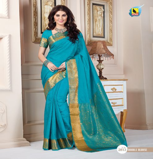 Meera Aqua Blue Tussar Jacqard Silk Saree - Fashion Greet Meera Aqua Blue Tussar Jacqard Silk Saree - Fashion Greet