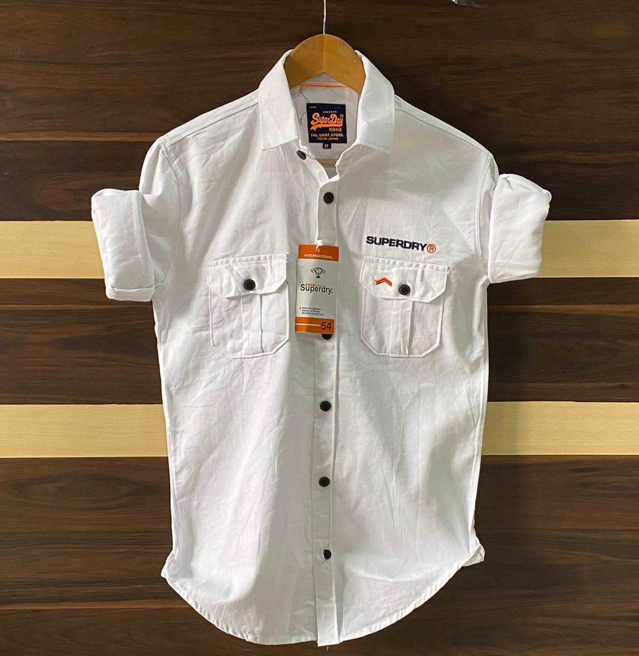 Seasons White Cotton Cargo Shirts - Fashion Greet