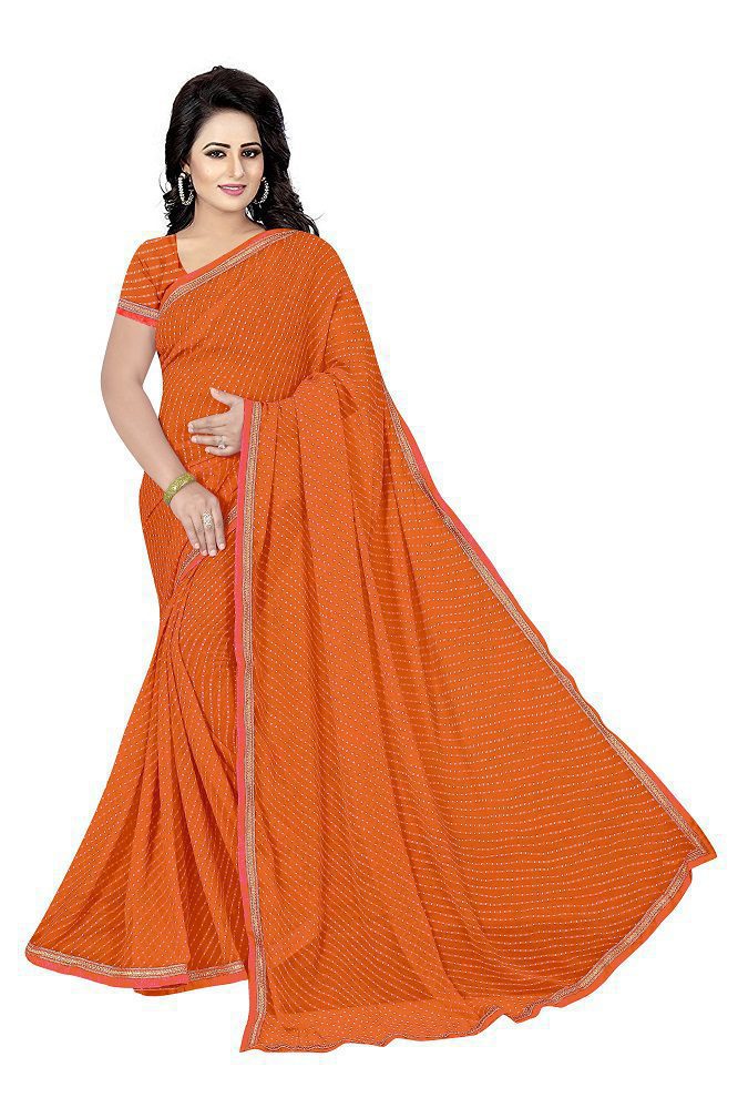 Thadesar Orange leheriya sarees for women rajasthani with border - Fashion Greet Thadesar Orange leheriya sarees for women rajasthani with border - Fashion Greet