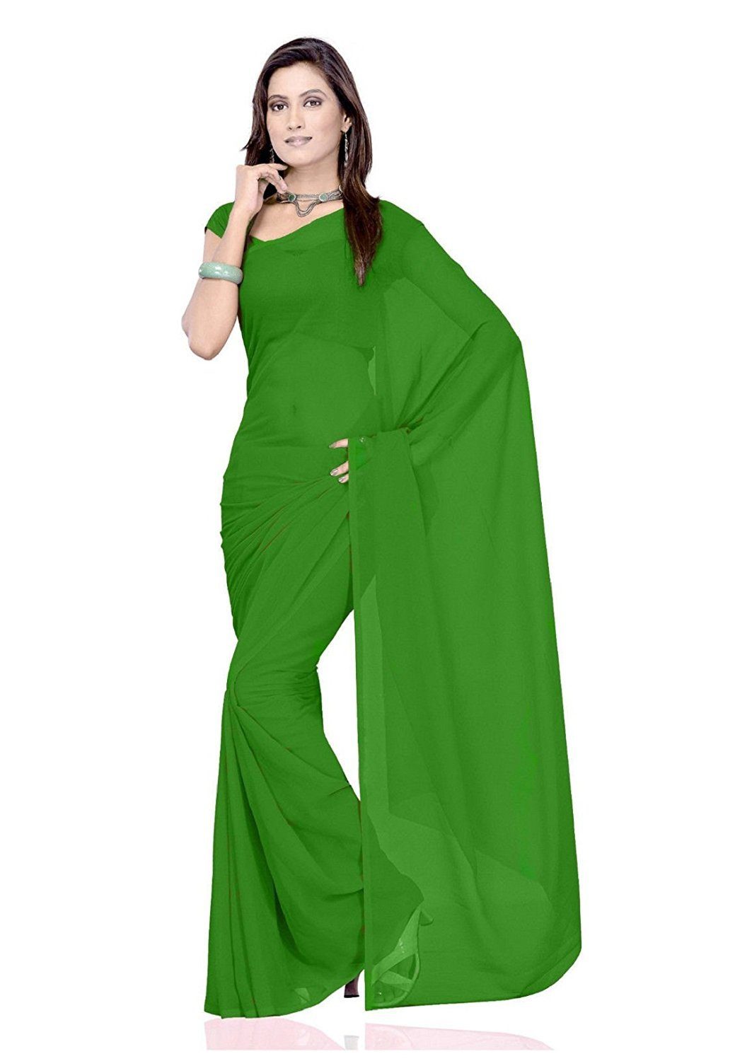 Thadesar Green Women’s Georgette Saree With Unstitched Blouse Piece - Fashion Greet Thadesar Green Women’s Georgette Saree With Unstitched Blouse Piece - Fashion Greet