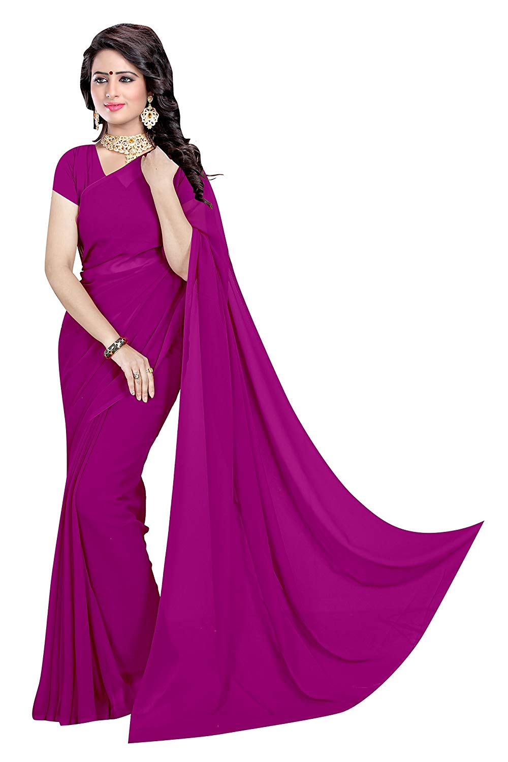 Thadesar Wine Women’s Georgette Saree With Unstitched Blouse Piece - Fashion Greet Thadesar Wine Women’s Georgette Saree With Unstitched Blouse Piece - Fashion Greet