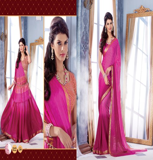 Sindoor Pink Color Crepe Silk Saree - Fashion Greet Sindoor Pink Color Crepe Silk Saree - Fashion Greet