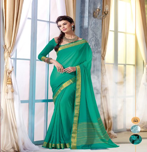 Sindoor Sea Green Color Crepe Silk Saree - Fashion Greet Sindoor Sea Green Color Crepe Silk Saree - Fashion Greet