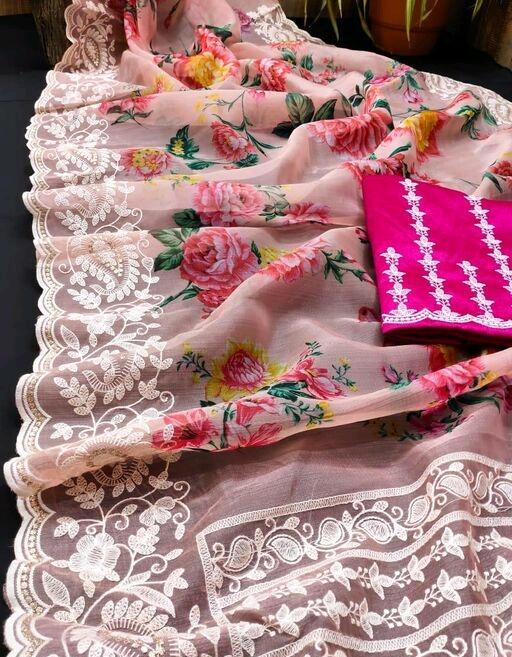 Aishani Drishya Pink Digital Print Sarees - Fashion Greet Aishani Drishya Pink Digital Print Sarees - Fashion Greet