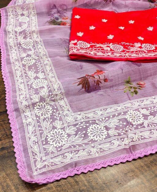 Aakarsha Pretty Floral Pink Sarees - Fashion Greet Aakarsha Pretty Floral Pink Sarees - Fashion Greet