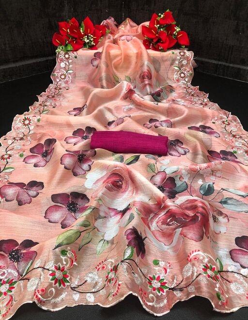 Myra Pretty Organza Printed Sarees - Fashion Greet Myra Pretty Organza Printed Sarees - Fashion Greet
