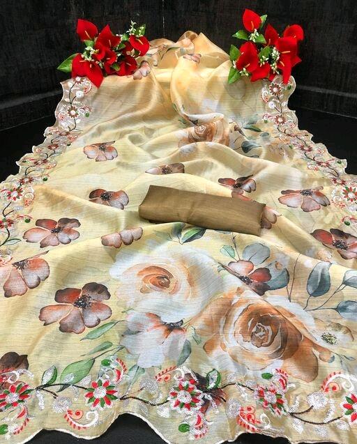 Myra Stylish Organza Printed Sarees - Fashion Greet Myra Stylish Organza Printed Sarees - Fashion Greet