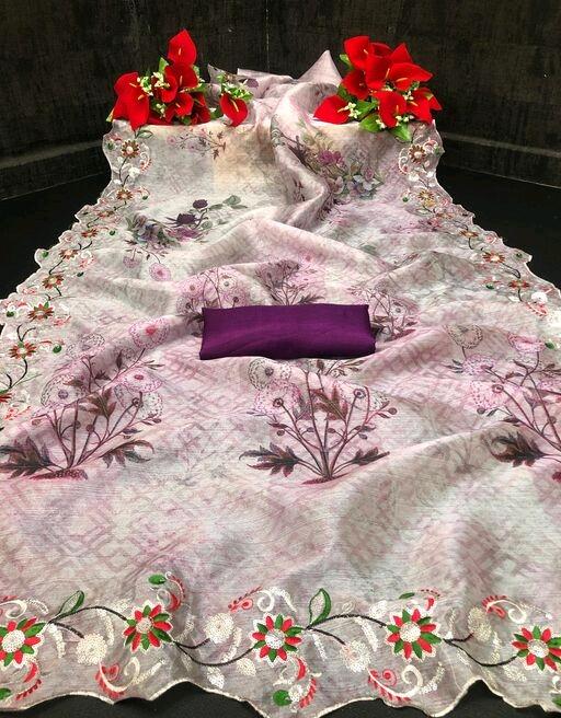 Myra Trendy Organza Printed Sarees - Fashion Greet Myra Trendy Organza Printed Sarees - Fashion Greet