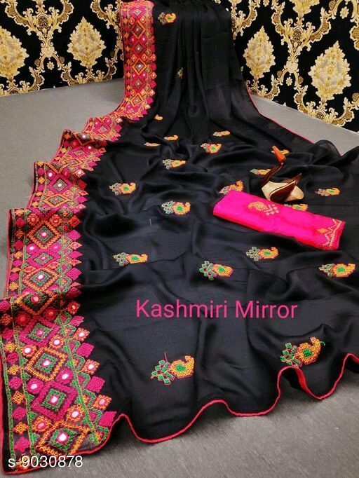 Aakarsha Superior Black Embroidered Sarees - Fashion Greet Aakarsha Superior Black Embroidered Sarees - Fashion Greet