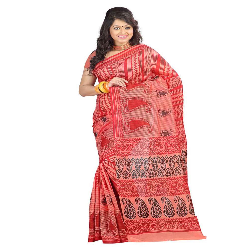 Seasons Printed Pink & Maroon Cotton Saree - Fashion Greet Seasons Printed Pink & Maroon Cotton Saree - Fashion Greet
